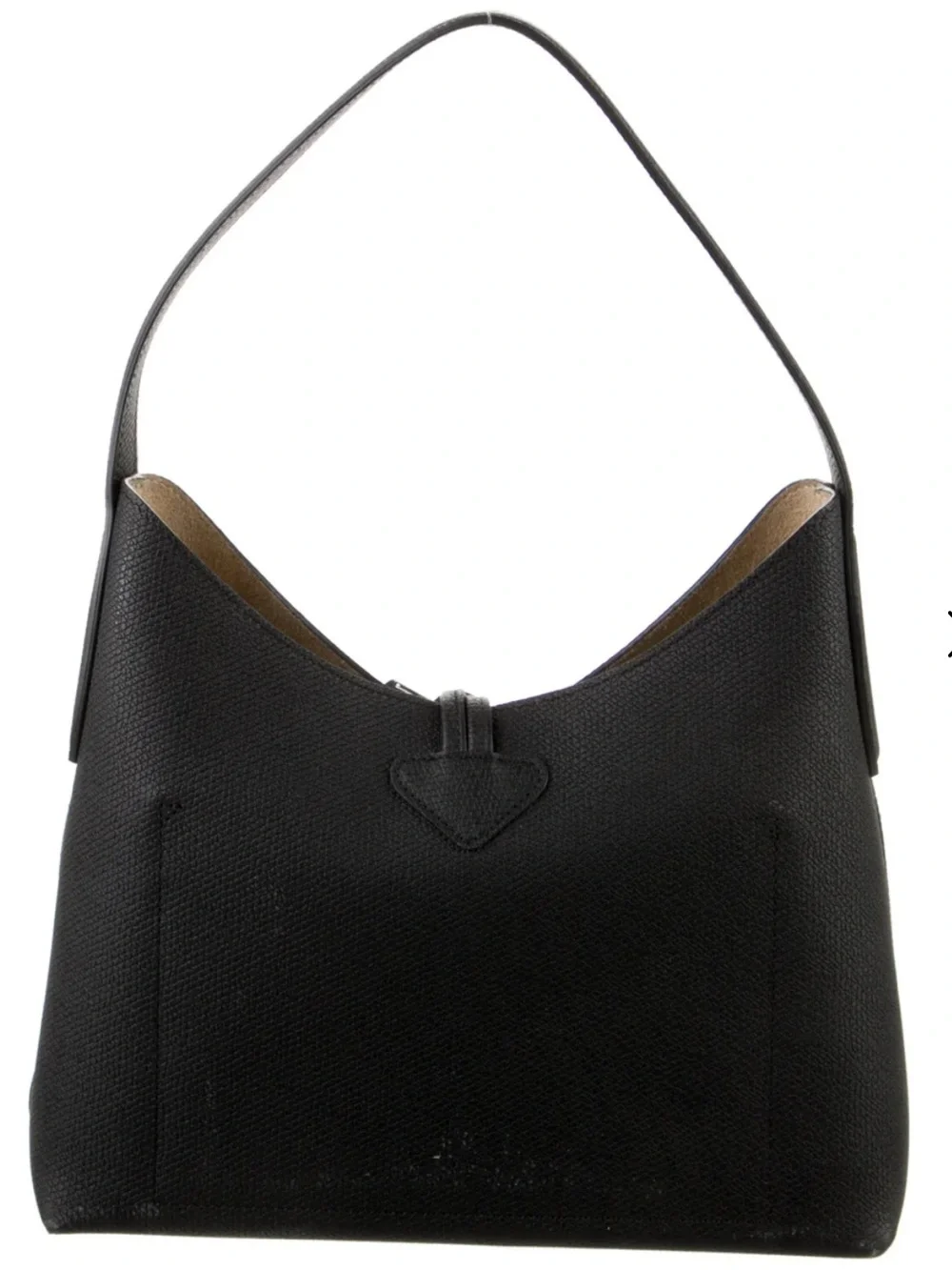 Longchamp Le Roseau Black Grained Cowhide Leather Small Hobo Bag NWOT RARE